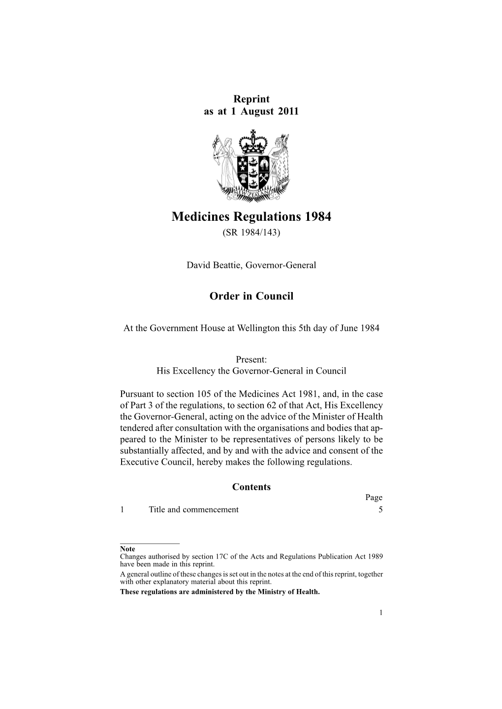 Medicines Regulations 1984 (SR 1984/143)