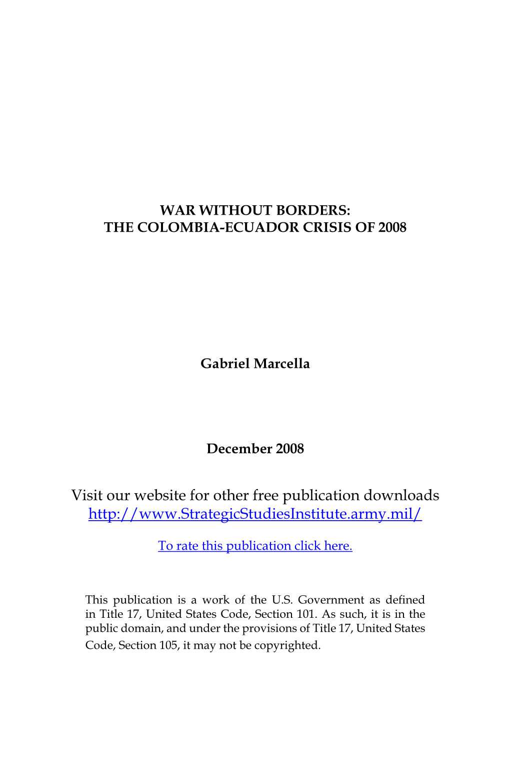 The Colombia-Ecuador Crisis of 2008