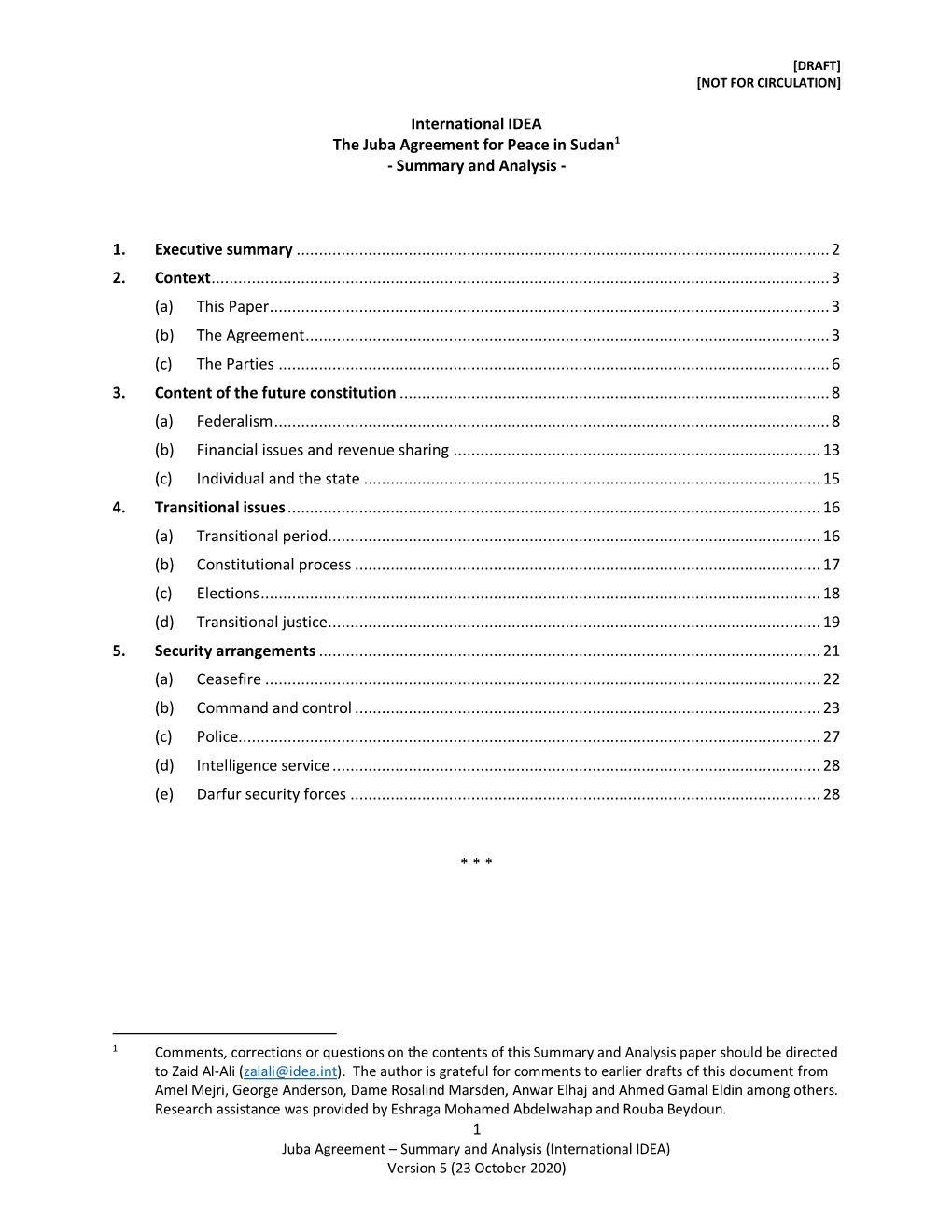 The Juba Agreement for Peace in Sudan1 - Summary and Analysis