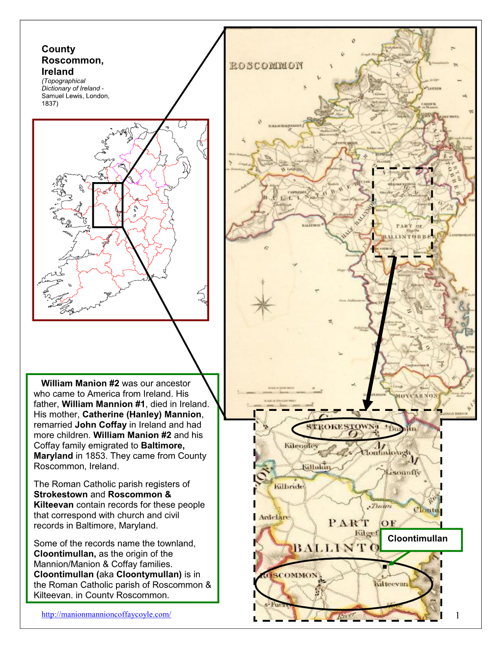 Origins in Roscommon County, Ireland