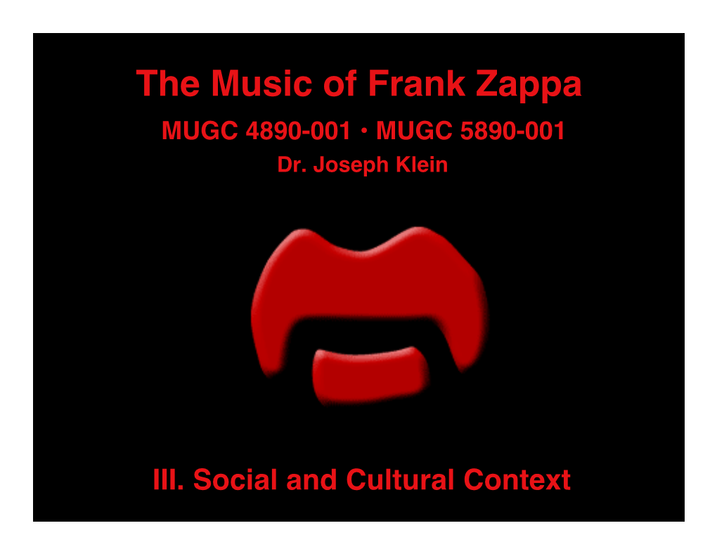 The Music of Frank Zappa MUGC 4890-001 • MUGC 5890-001 Dr