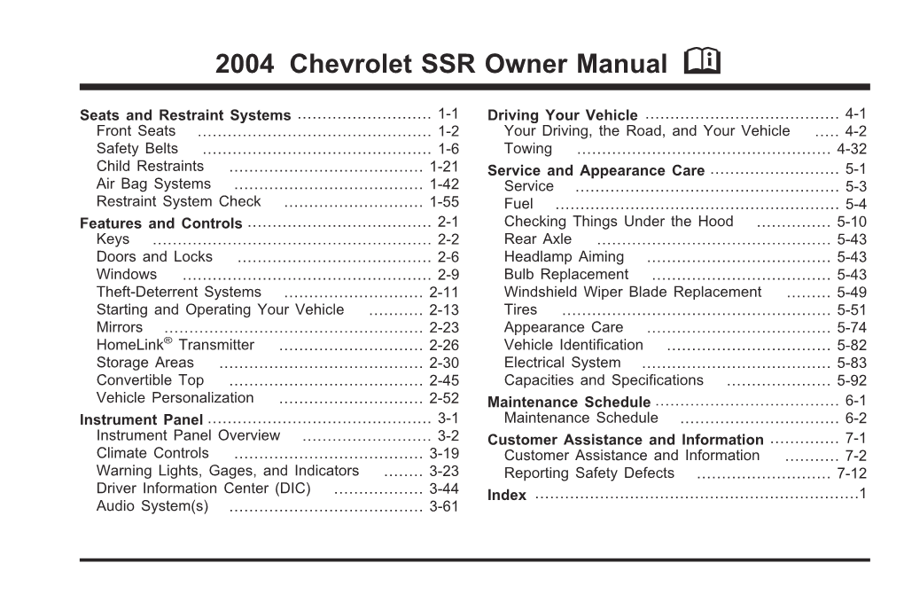 2004 Chevrolet SSR Owner Manual M
