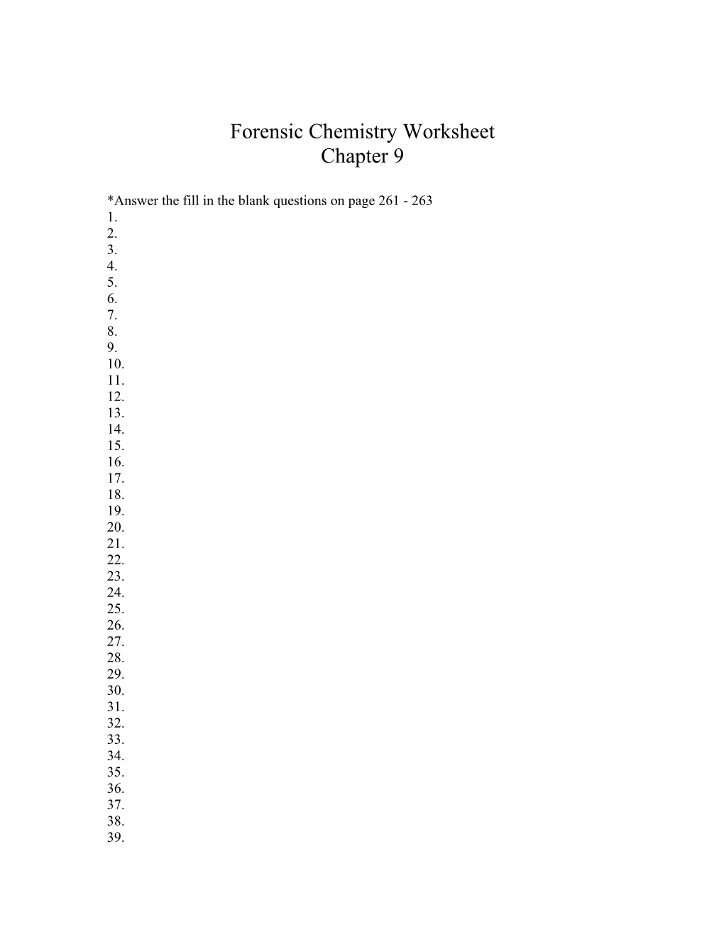 Forensic Chemistry Worksheet s1