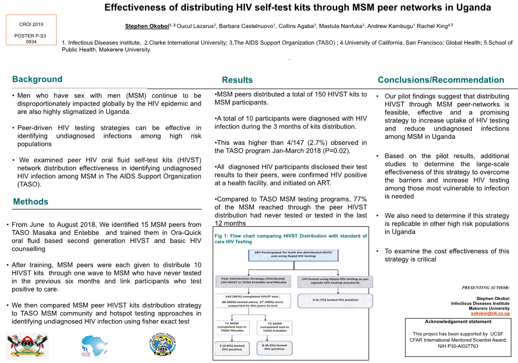 Effectiveness of Distributing HIV Self-Test Kits Through MSM Peer Networks in Uganda