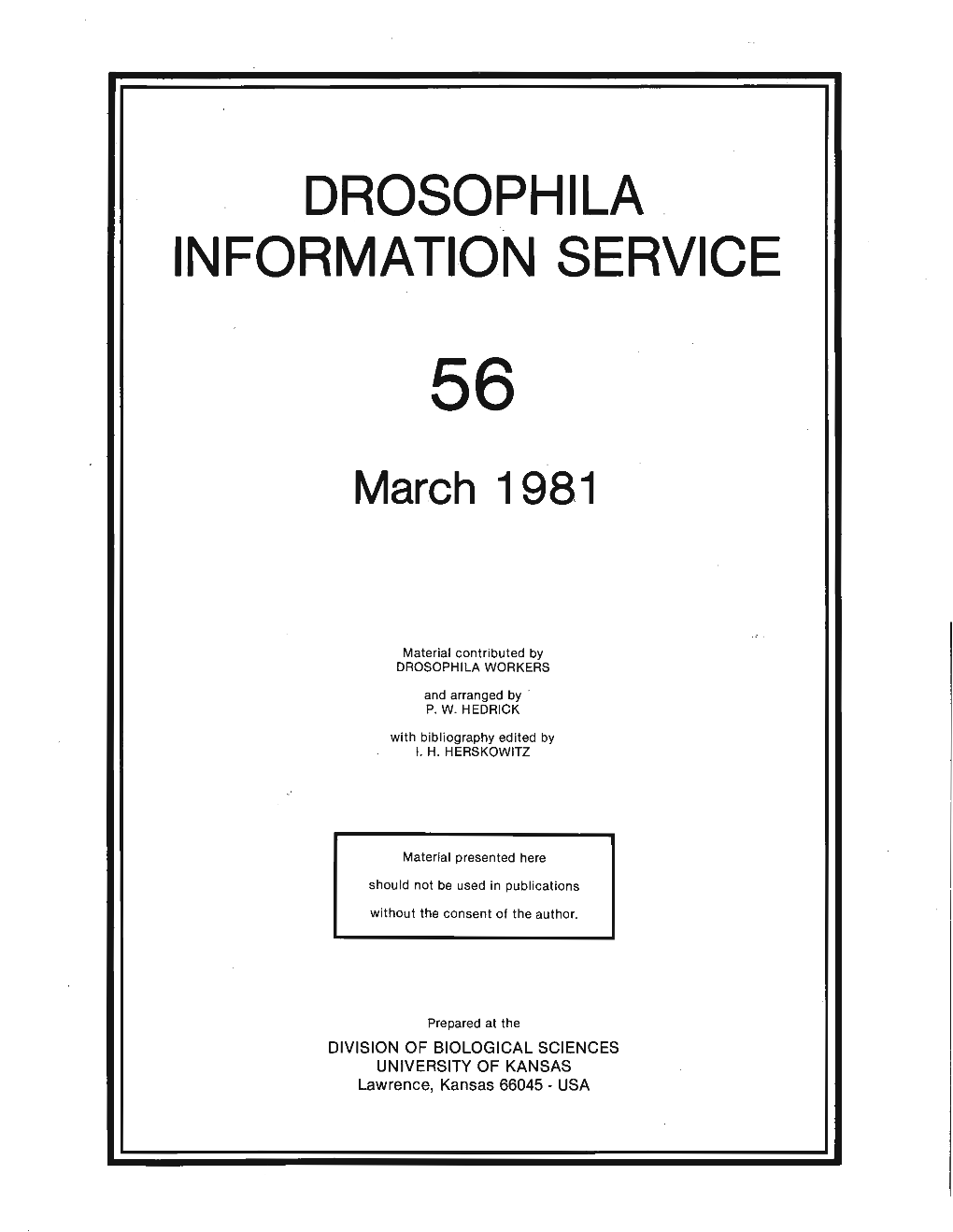 DROSOPHILA INFORMATION SERVICE March 1981