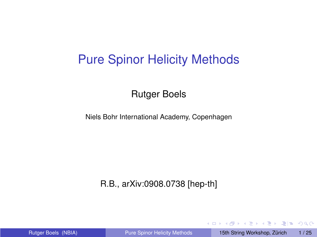 Pure Spinor Helicity Methods