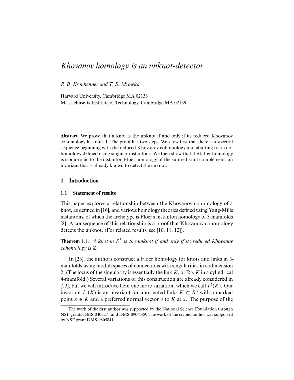 Khovanov Homology Is an Unknot-Detector