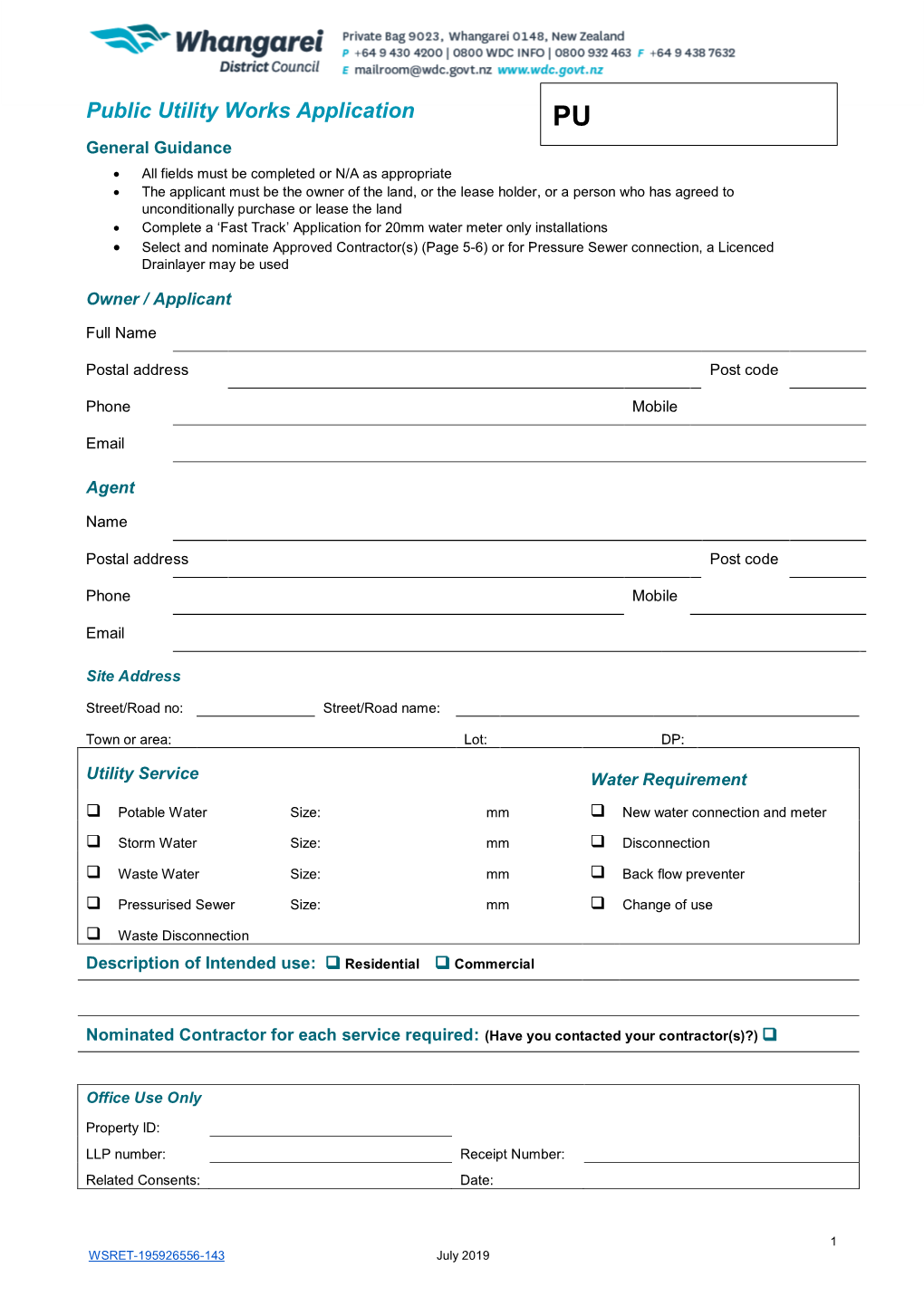 Public Utility Works Application