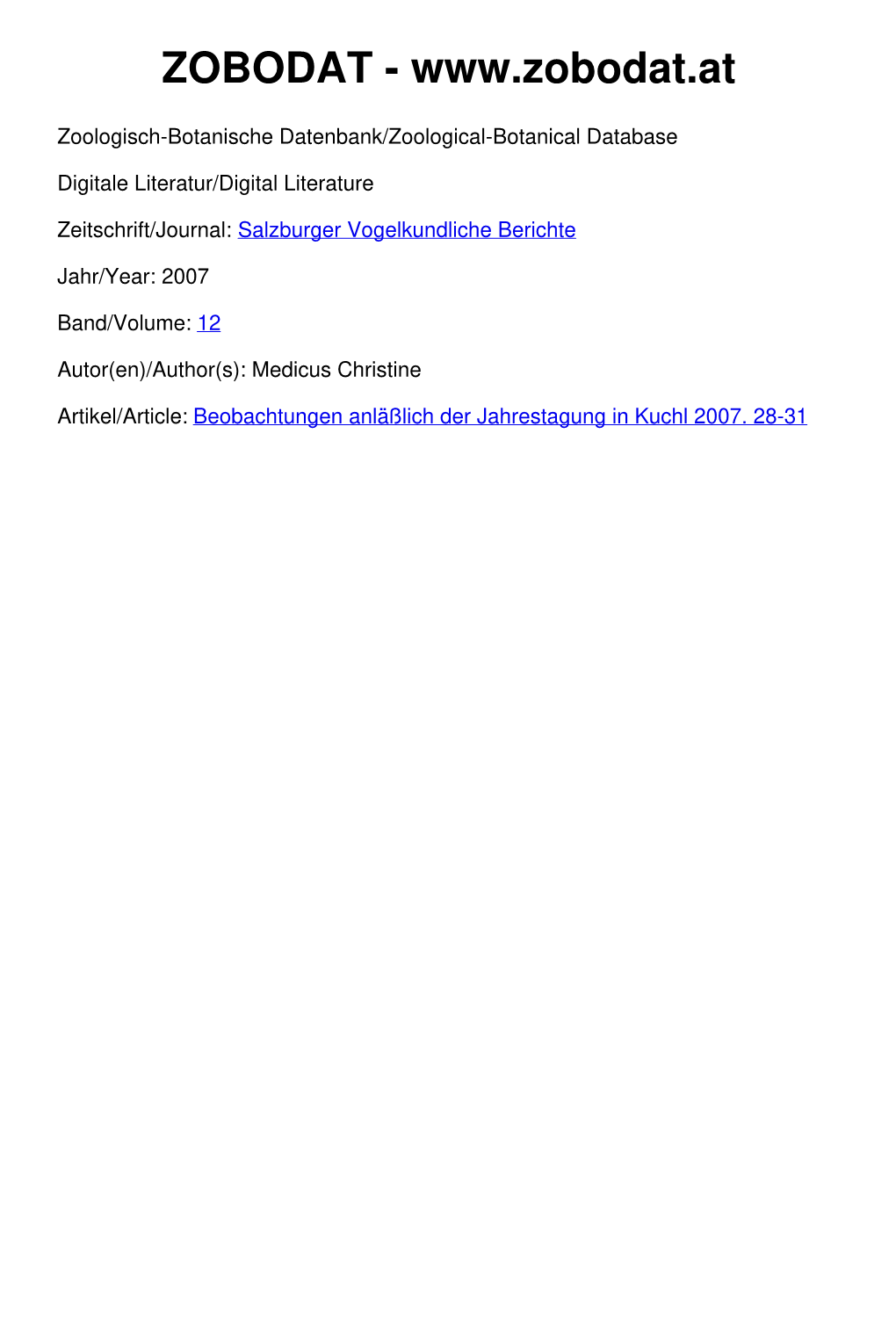 Beobachtungen Anlässlich Der Jahrestagung in Kuchl 2007