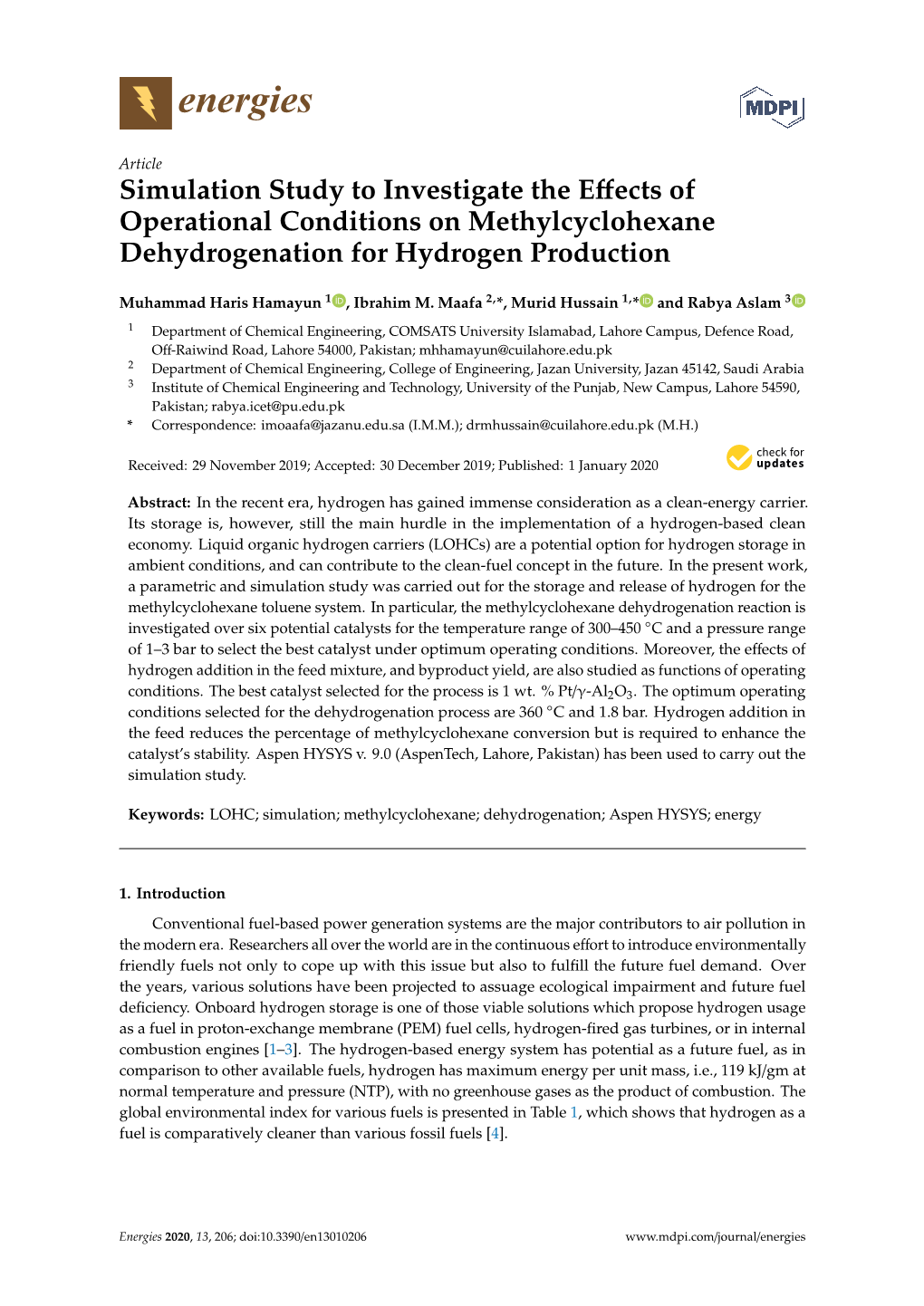 Simulation Study to Investigate the Effects of Operational Conditions On