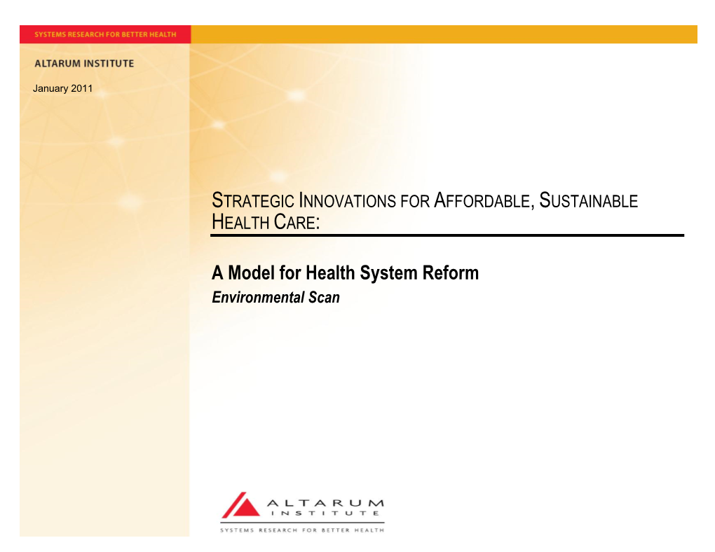 A Model for Health System Reform Environmental Scan