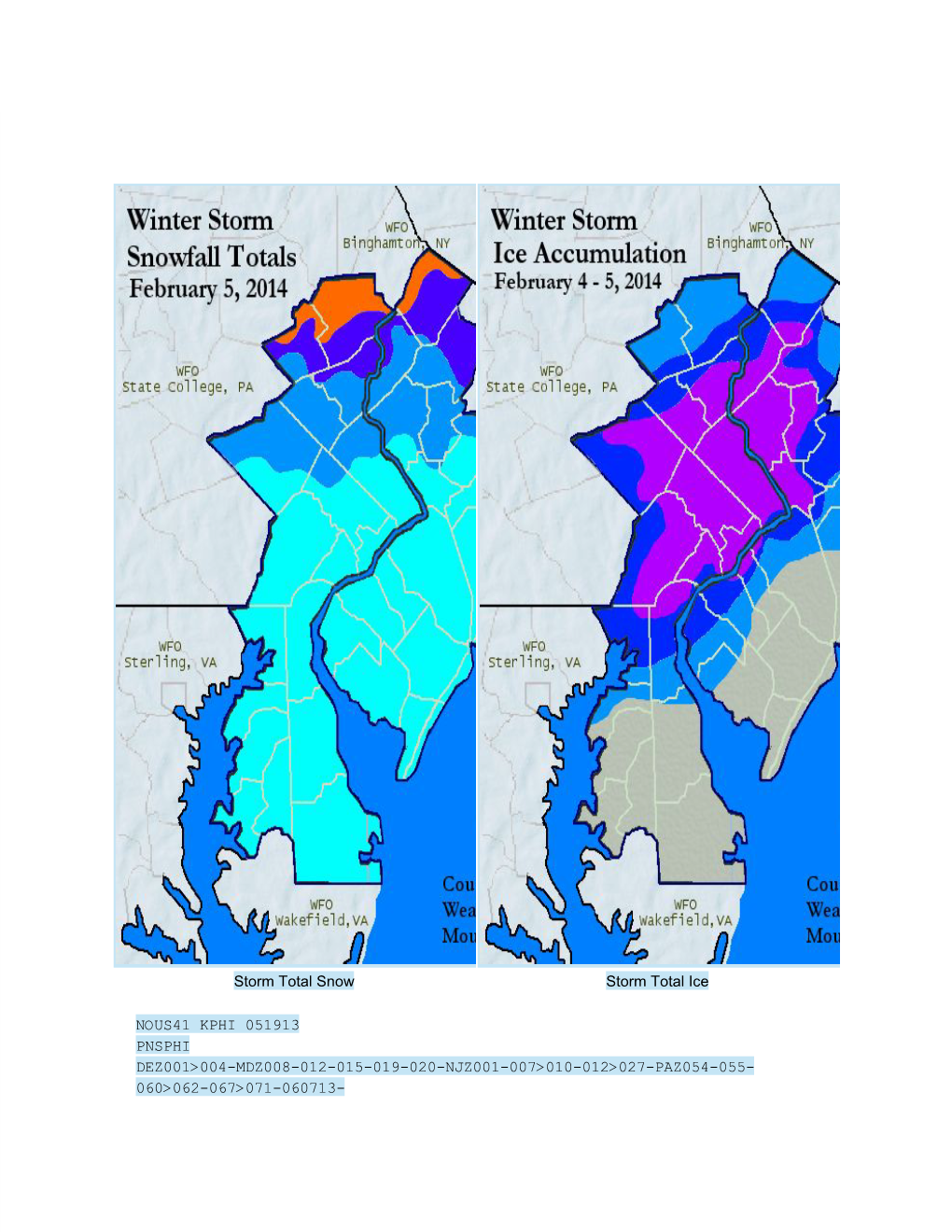 Storm Total Snow Storm Total Ice NOUS41 KPHI 051913 PNSPHI