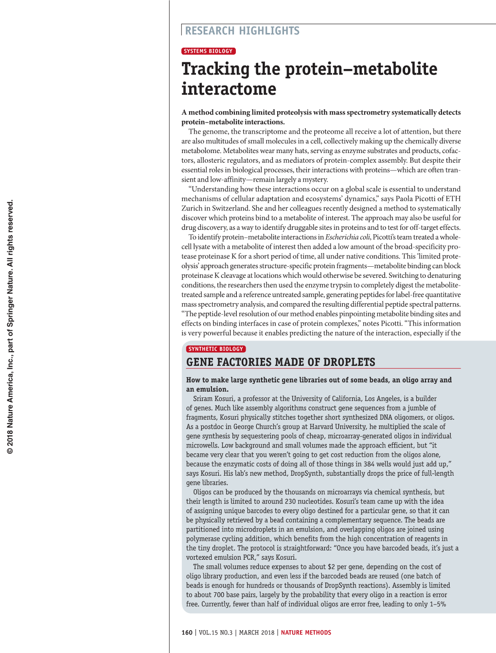 Systems Biology: Tracking the Protein–Metabolite Interactome