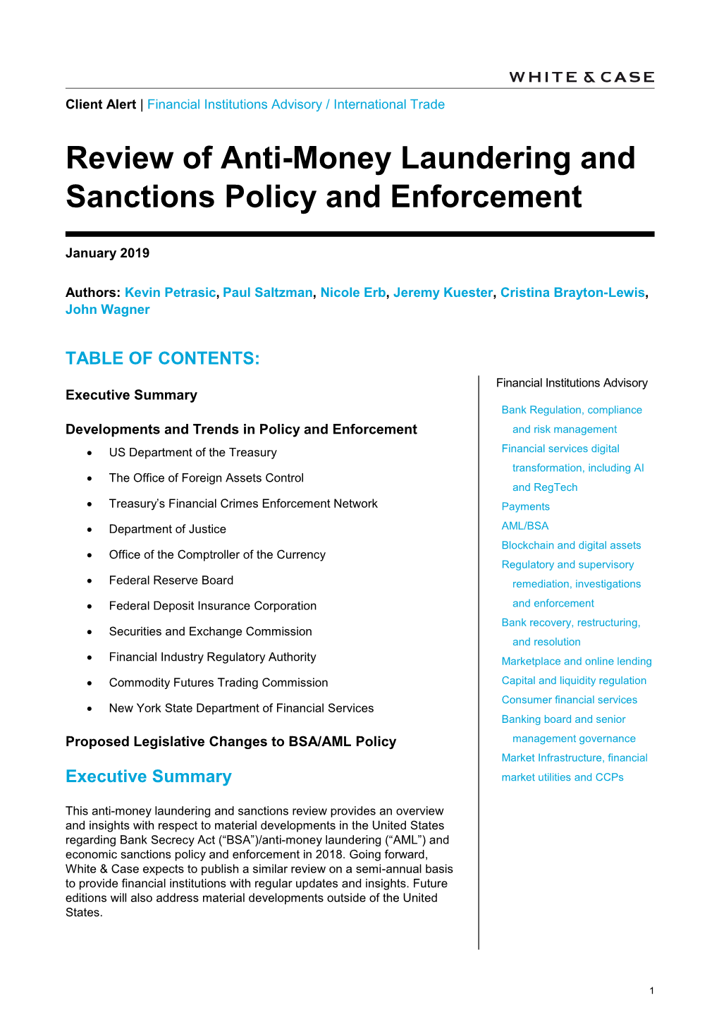 Review of Anti-Money Laundering and Sanctions Policy and Enforcement