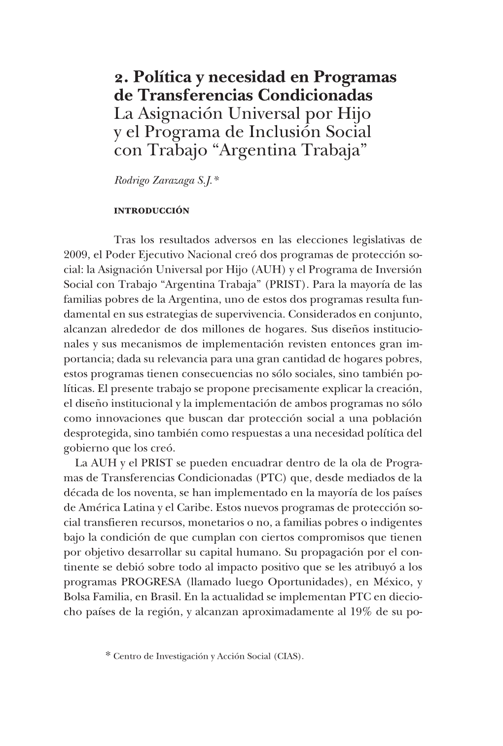 2. Política Y Necesidad En Programas De Transferencias Condicionadas