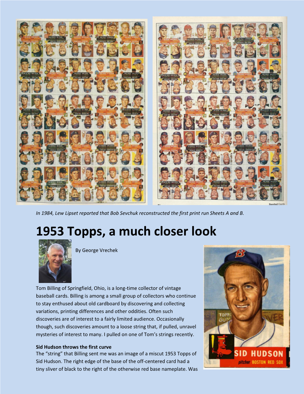 1953 Topps, a Much Closer Look