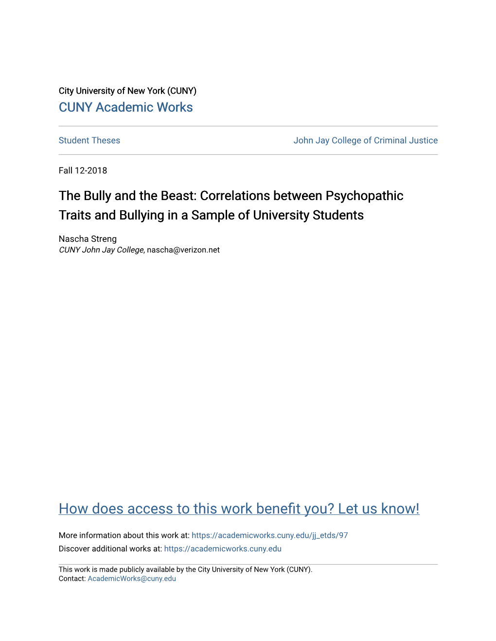 Correlations Between Psychopathic Traits and Bullying in a Sample of University Students