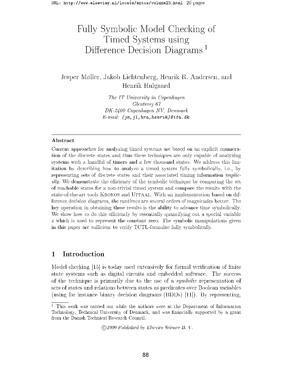 Fully Symbolic Model Checking of Timed Systems Using Di Erence