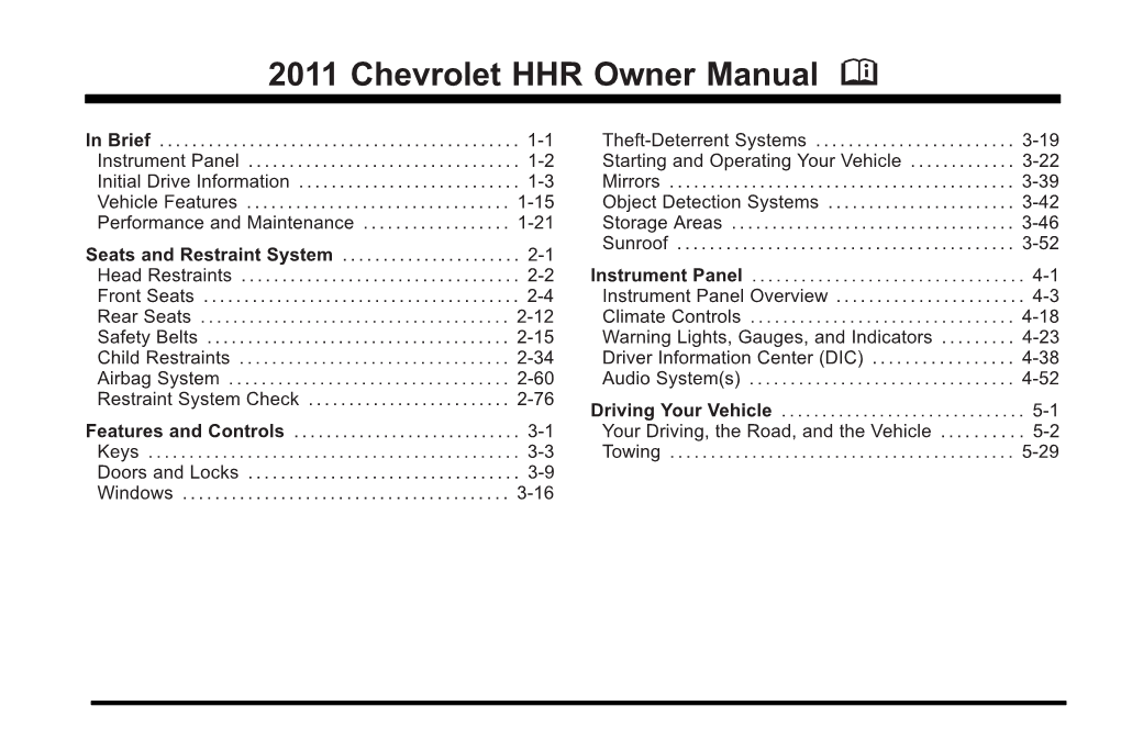 2011 Chevrolet HHR Owner Manual M