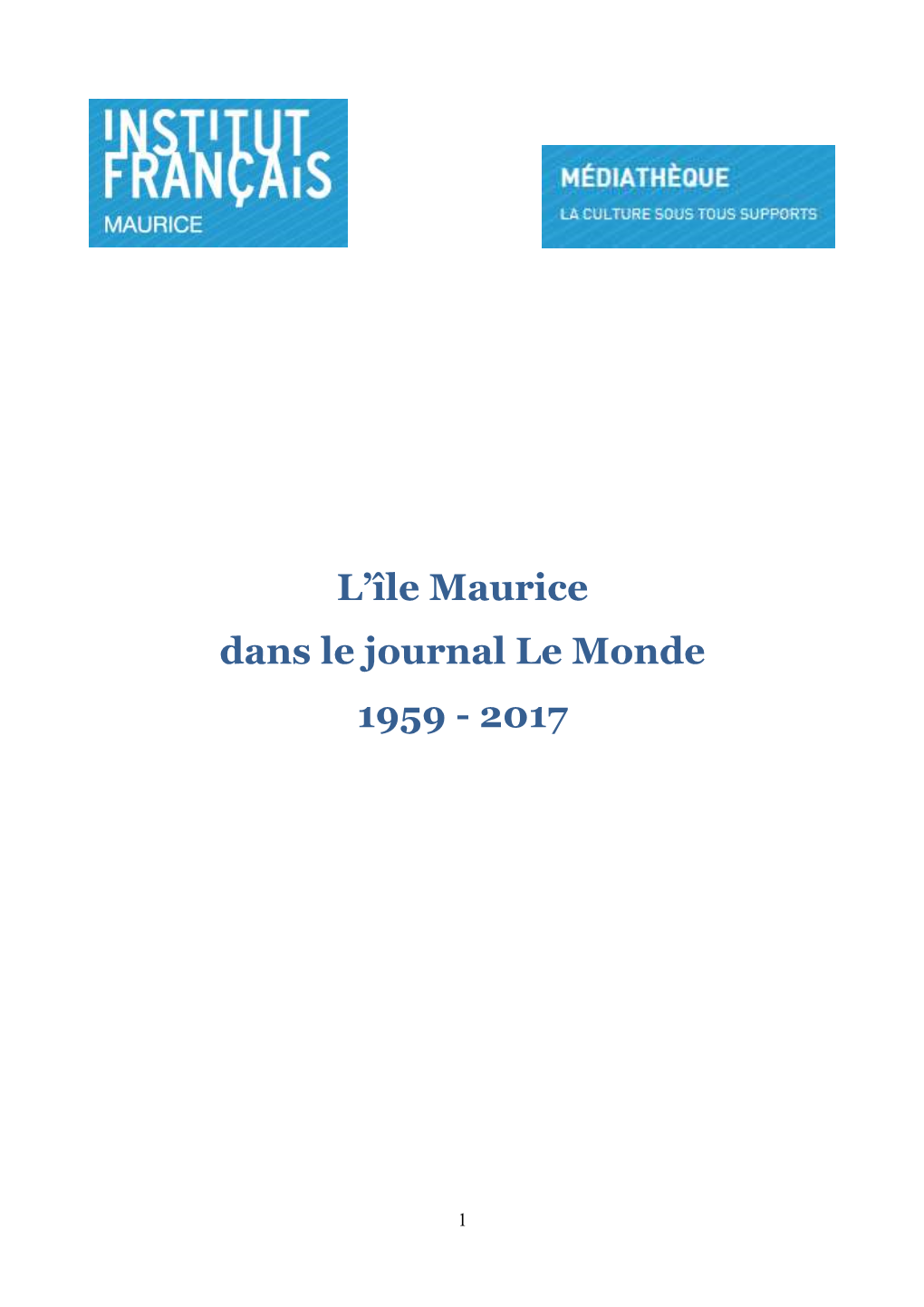 L'île Maurice Dans Le Journal Le Monde 1959