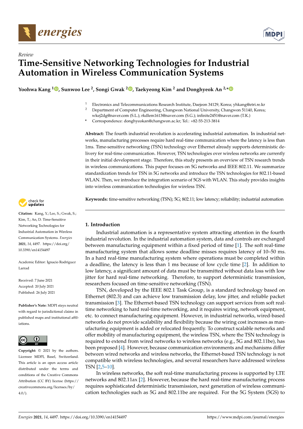 Time-Sensitive Networking Technologies for Industrial Automation in Wireless Communication Systems