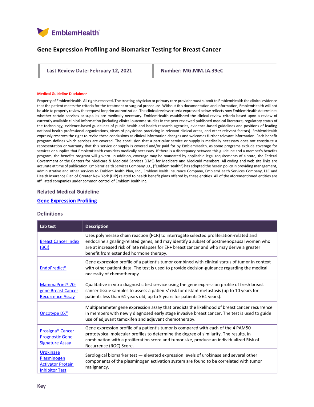 Gene Expression Profiling and Biomarker Testing for Breast Cancer