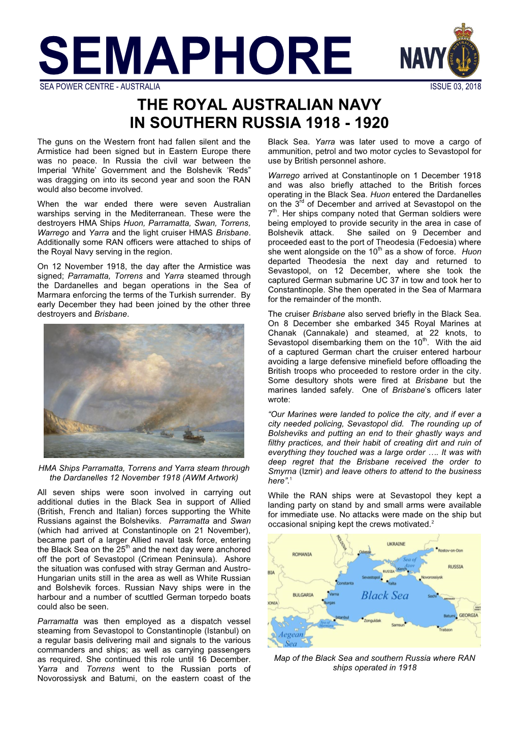 RAN in Southern Russian in 1918-20 Issue 3 April 2018