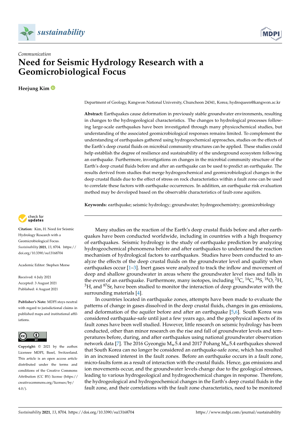 Need for Seismic Hydrology Research with a Geomicrobiological Focus