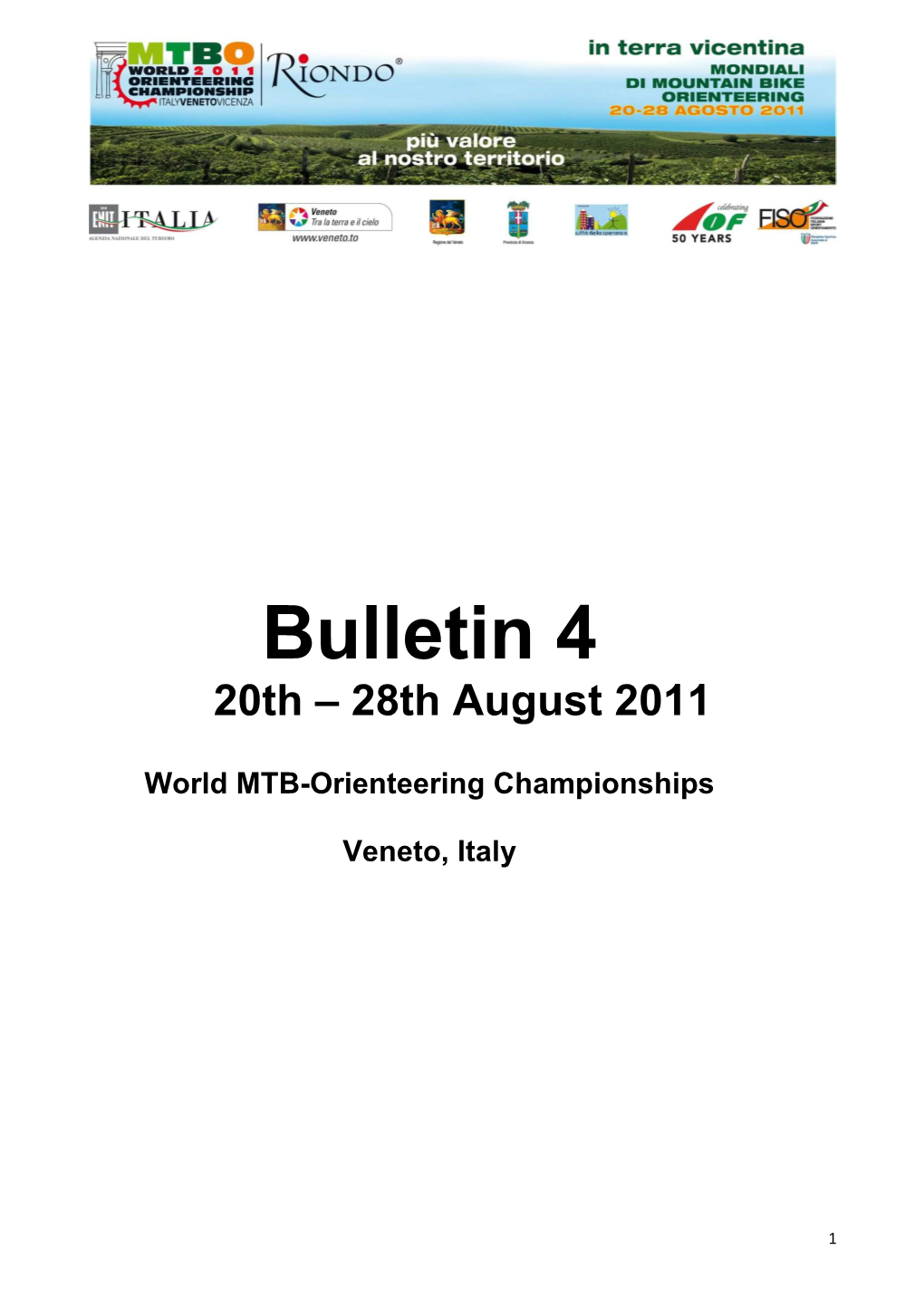 Bulletin 4 20Th – 28Th August 2011