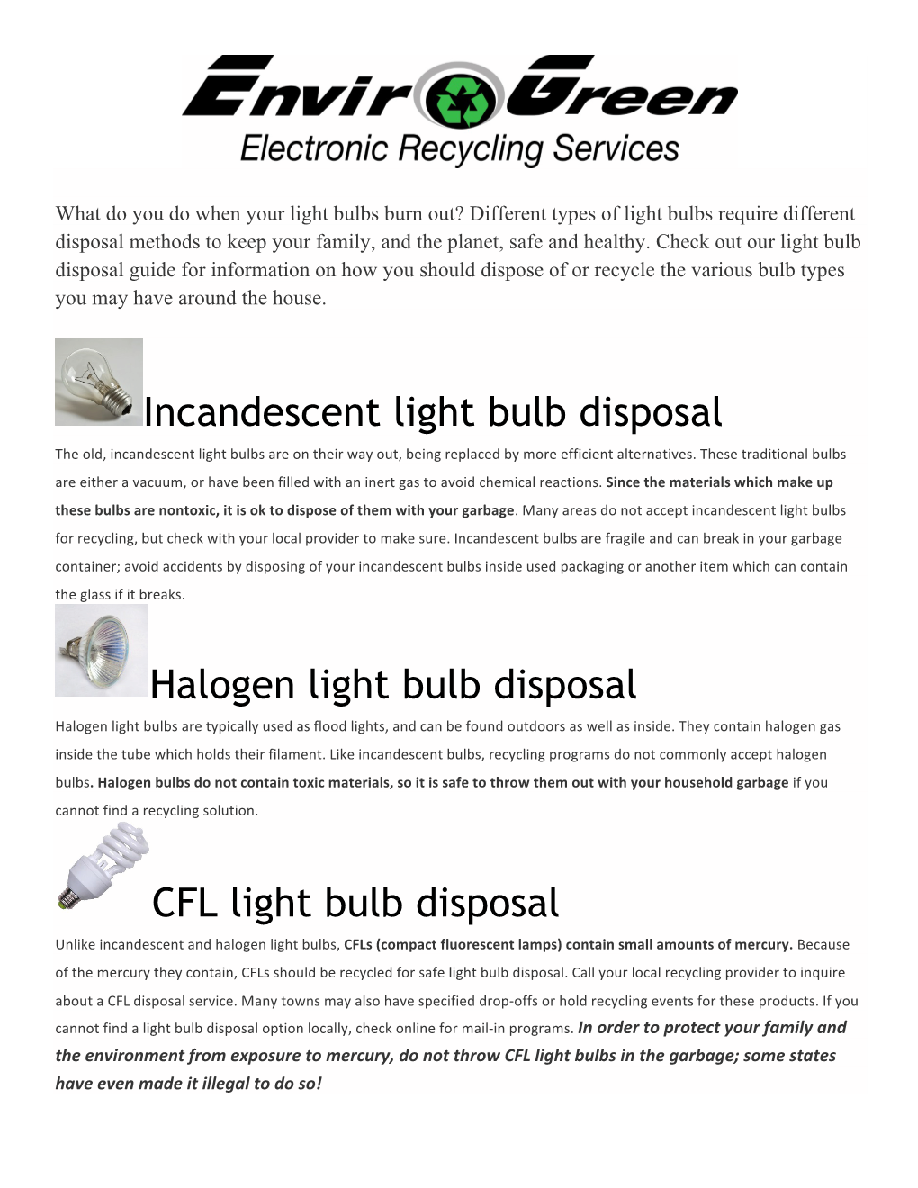 Incandescent Light Bulb Disposal Halogen Light Bulb Disposal CFL