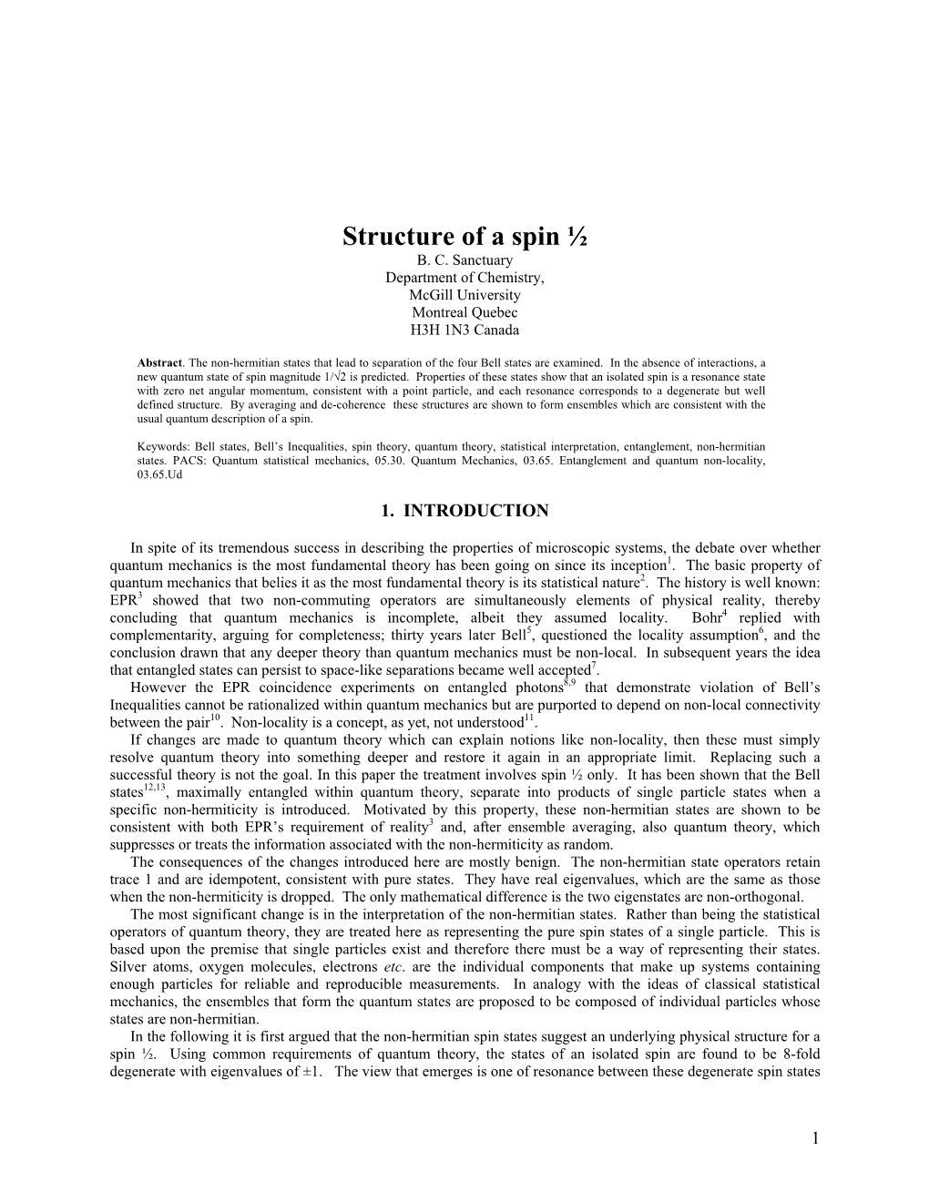 Structure of a Spin ½ B