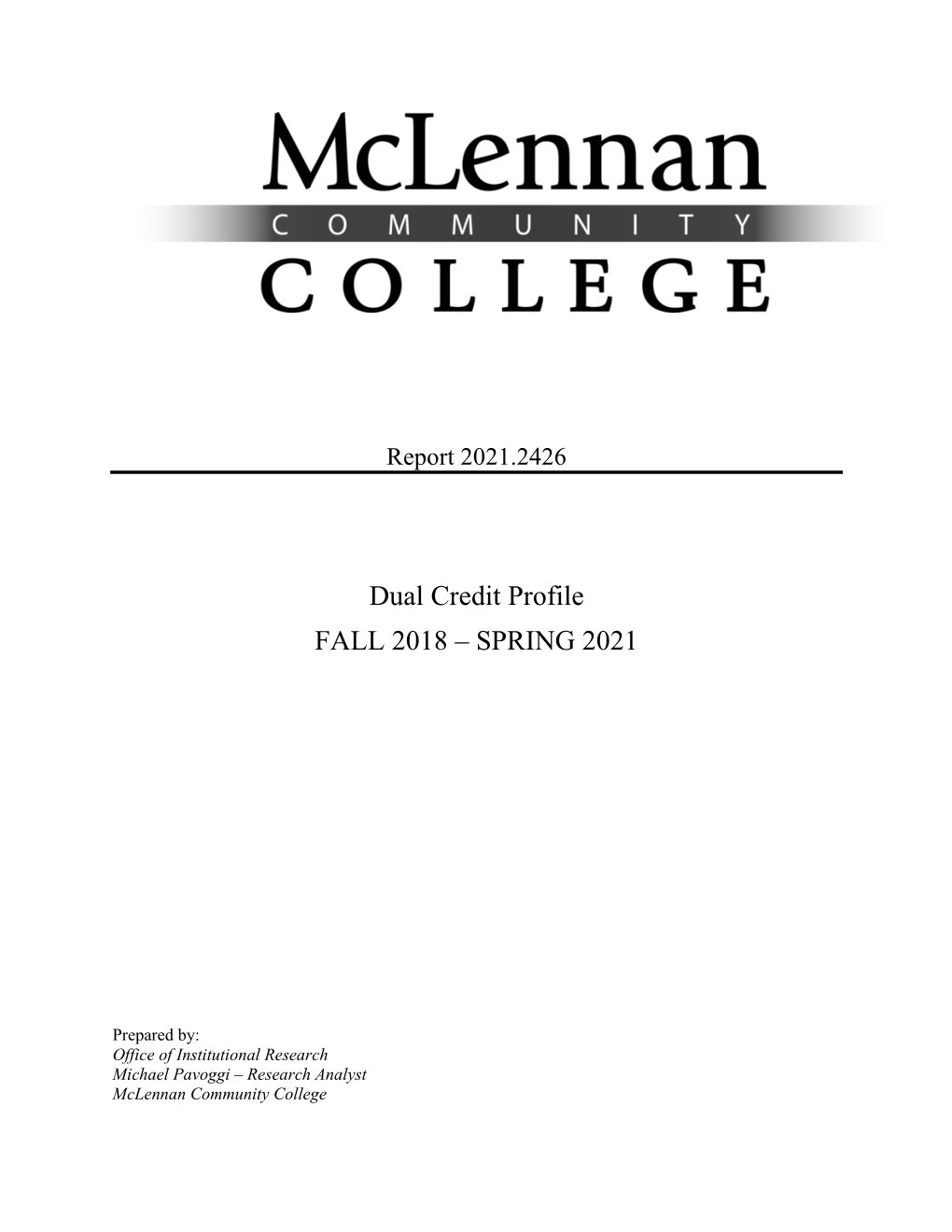 Dual Credit Profile FALL 2018