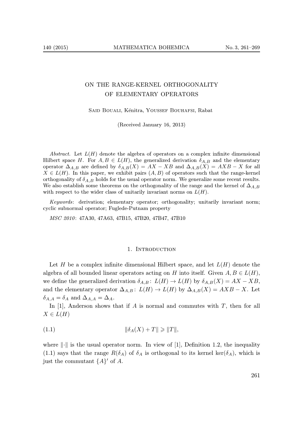 On the Range-Kernel Orthogonality of Elementary Operators