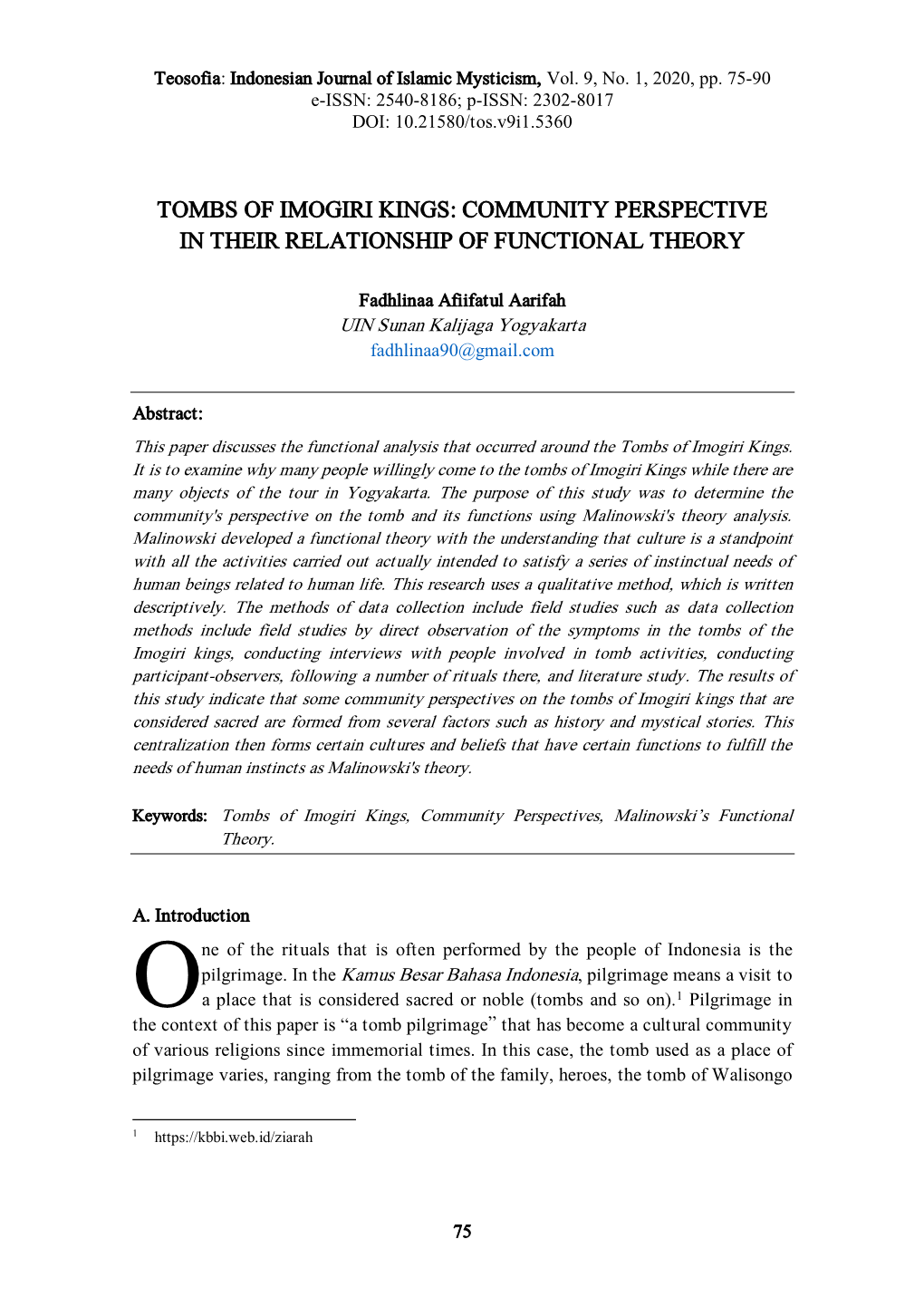 Tombs of Imogiri Kings: Community Perspective in Their Relationship of Functional Theory