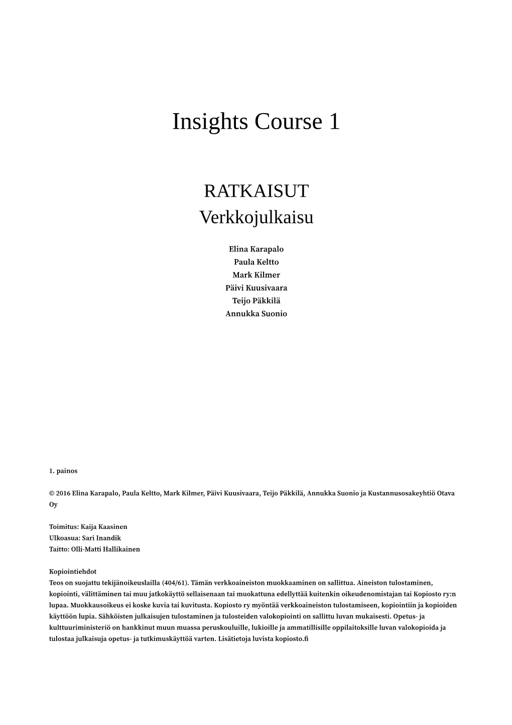 Insights Course 1