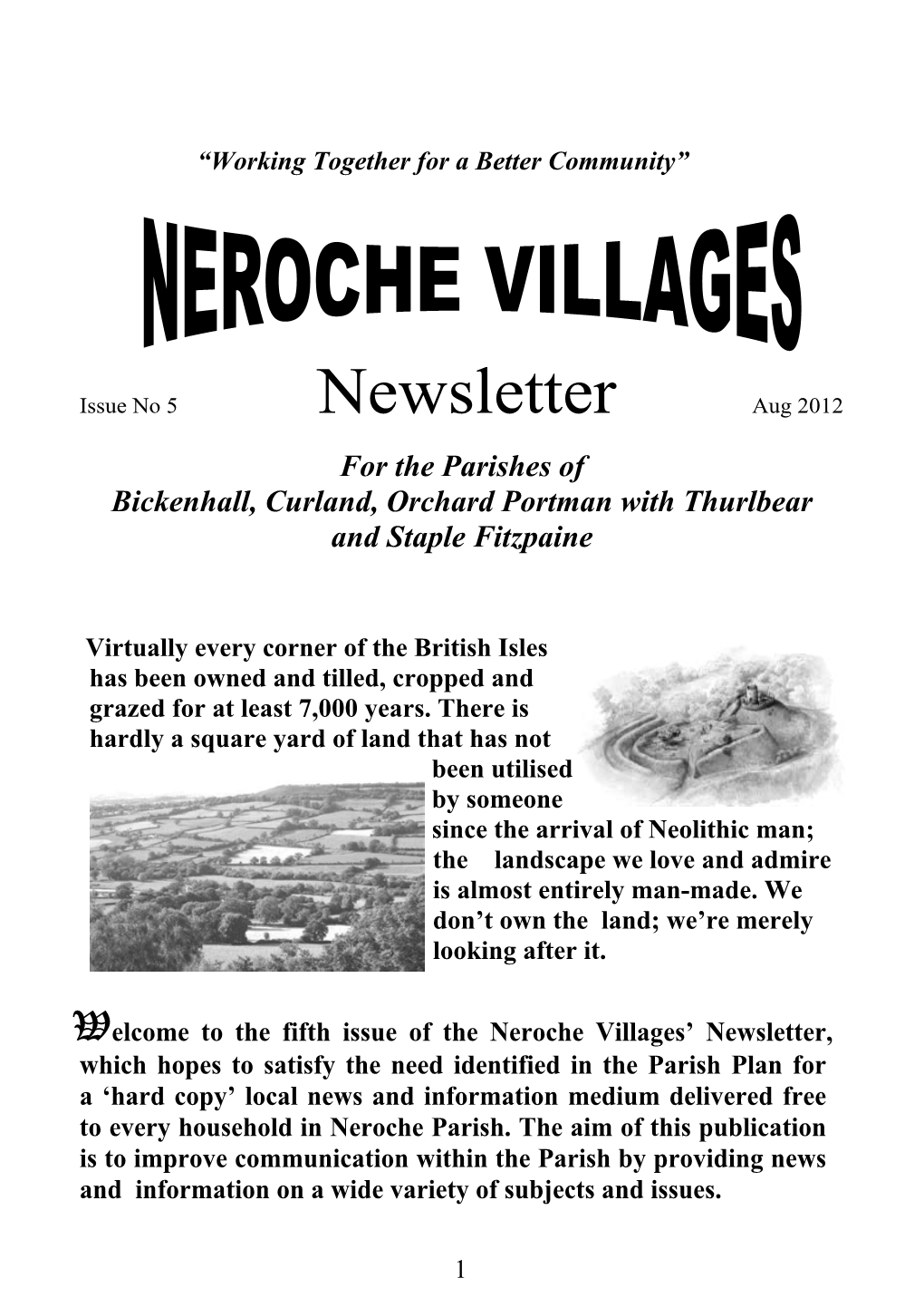 Newsletter Aug 2012 for the Parishes of Bickenhall, Curland, Orchard Portman with Thurlbear and Staple Fitzpaine