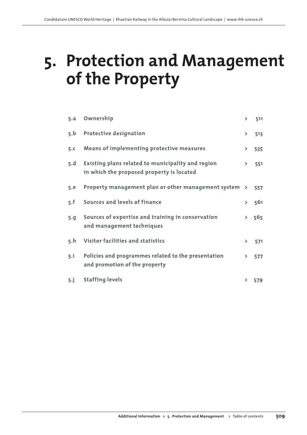 5. Protection and Management of the Property