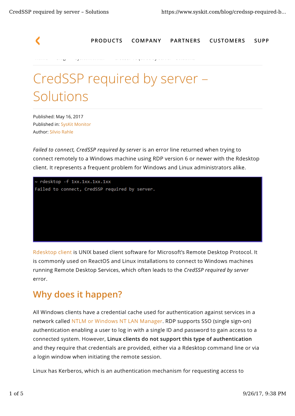 Credssp Required by Server – Solutions