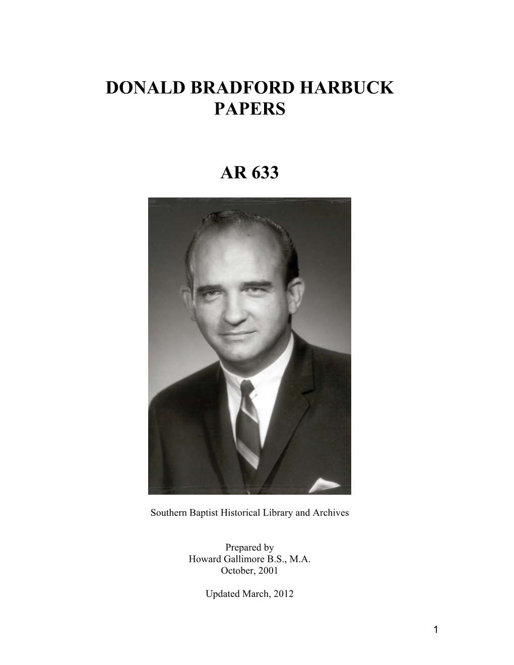 Donald Bradford Harbuck Papers AR