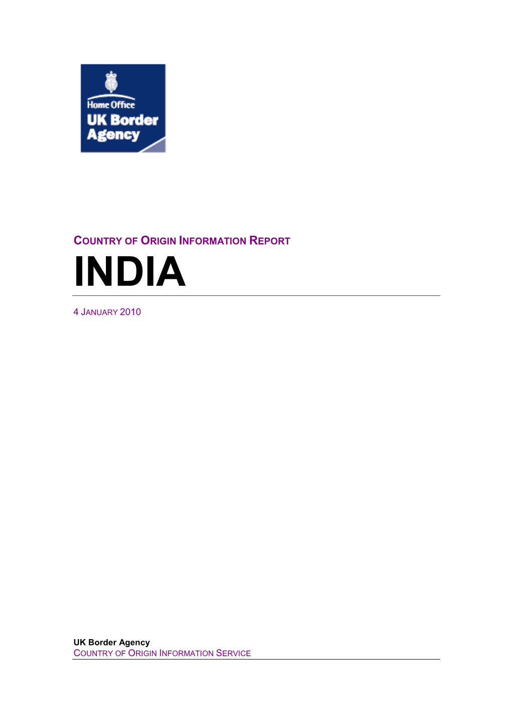 Country of Origin Information Report India