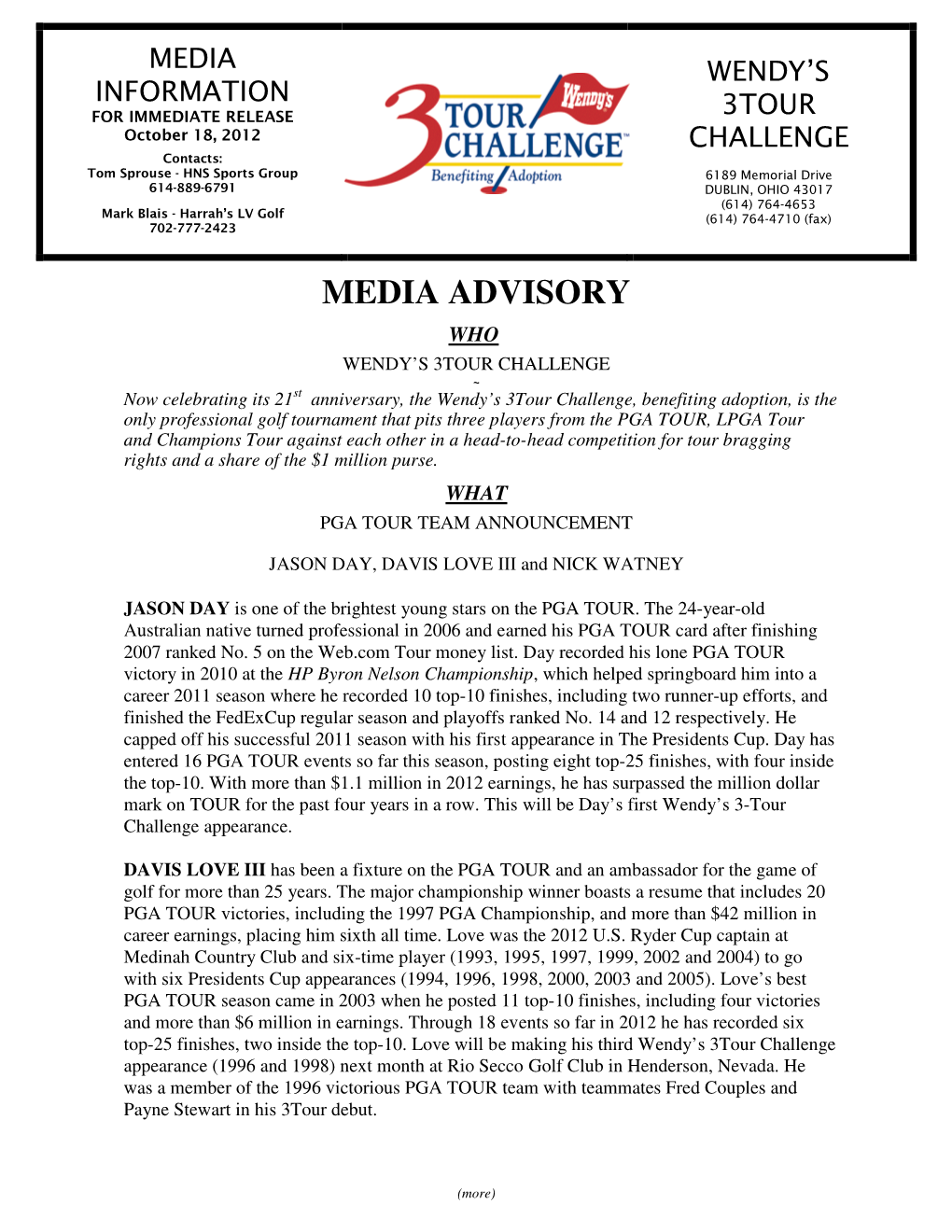 Media Advisory