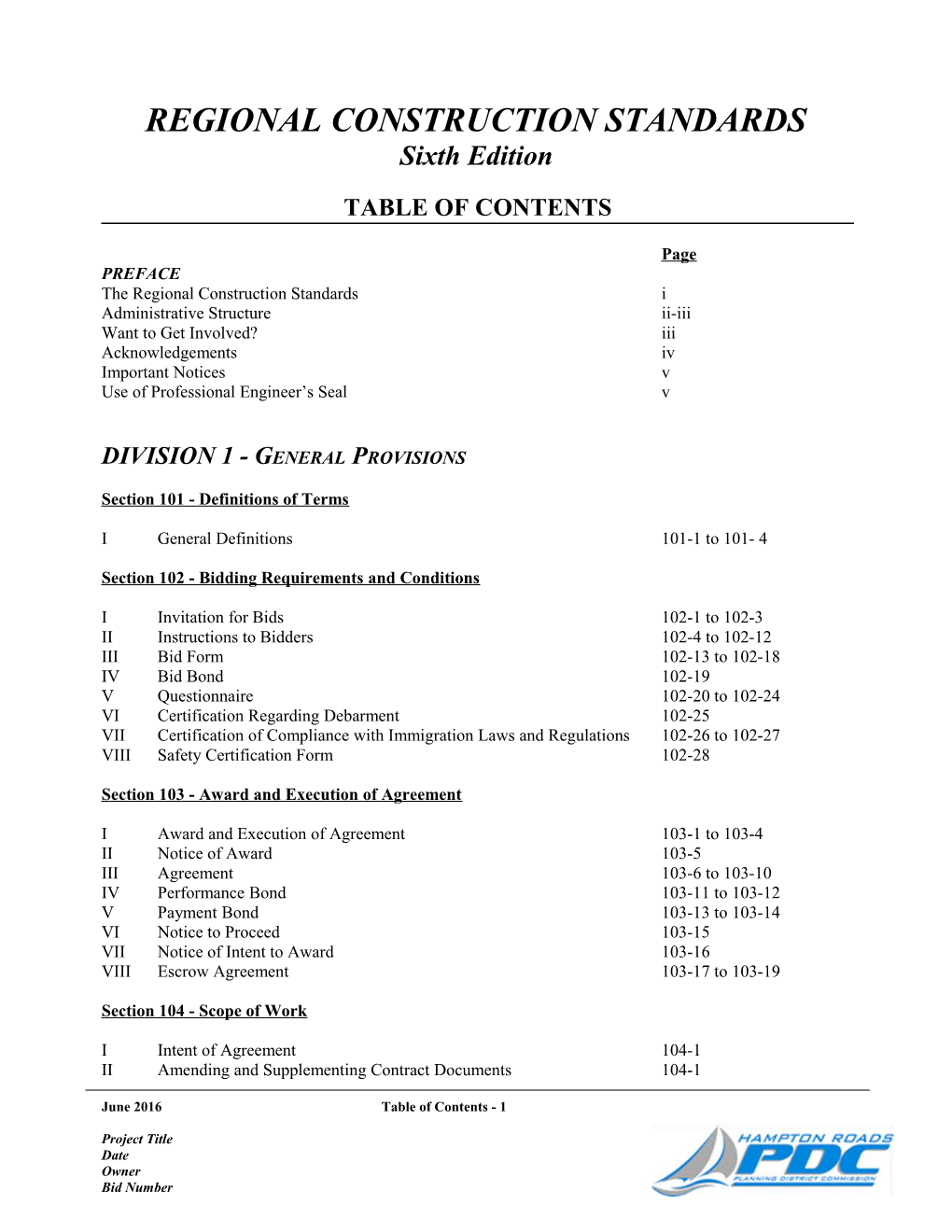 Regional Construction Standards