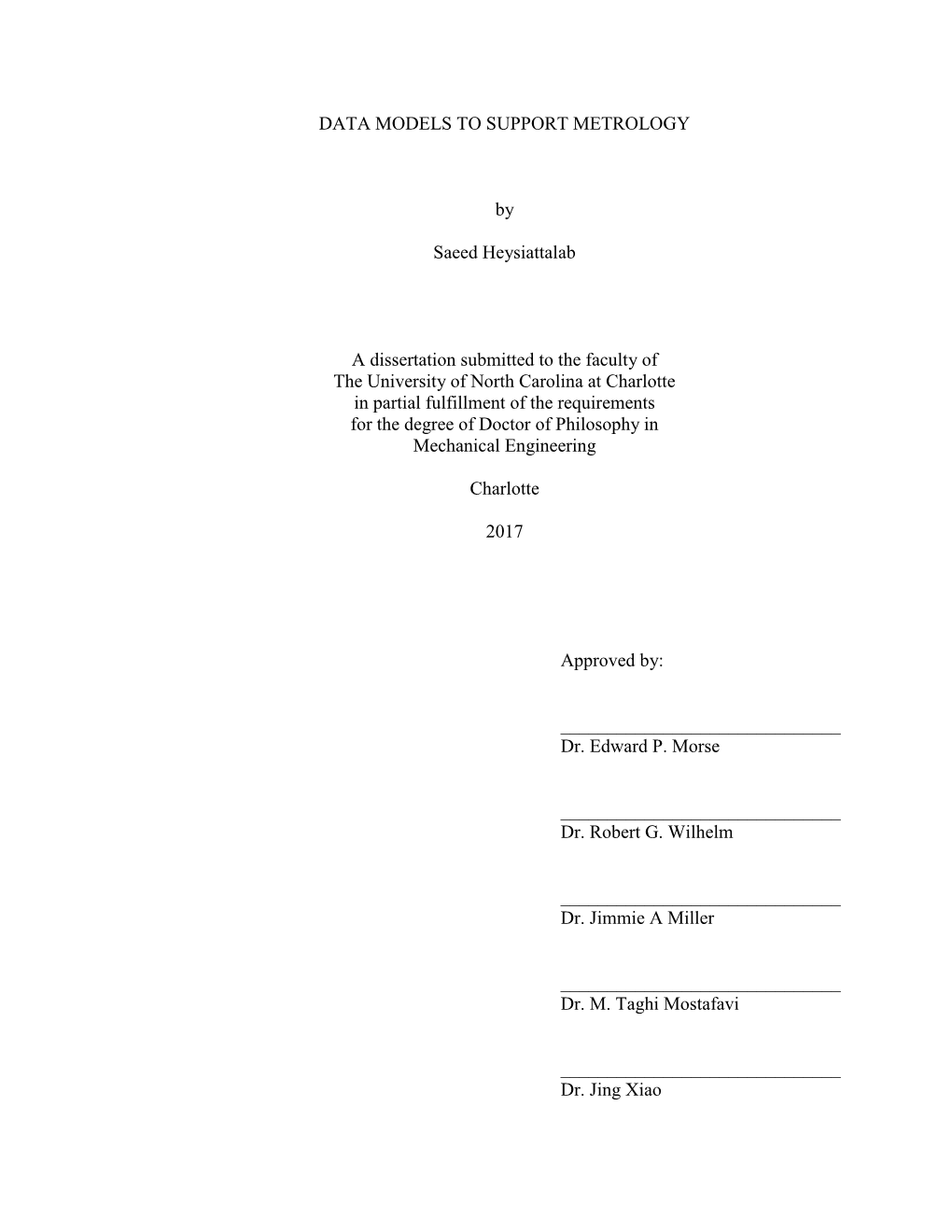 DATA MODELS to SUPPORT METROLOGY by Saeed