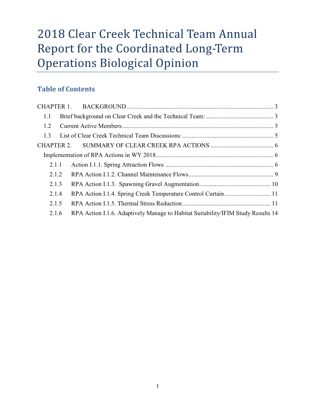 2018 Clear Creek Technical Team Annual Report for the Coordinated Long-Term Operations Biological Opinion