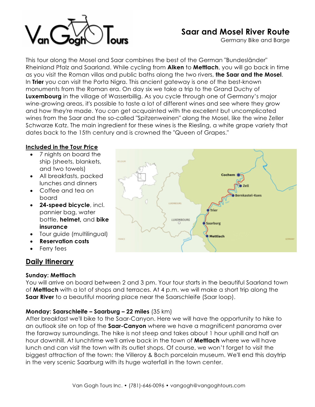 Saar and Mosel River Route Germany Bike and Barge