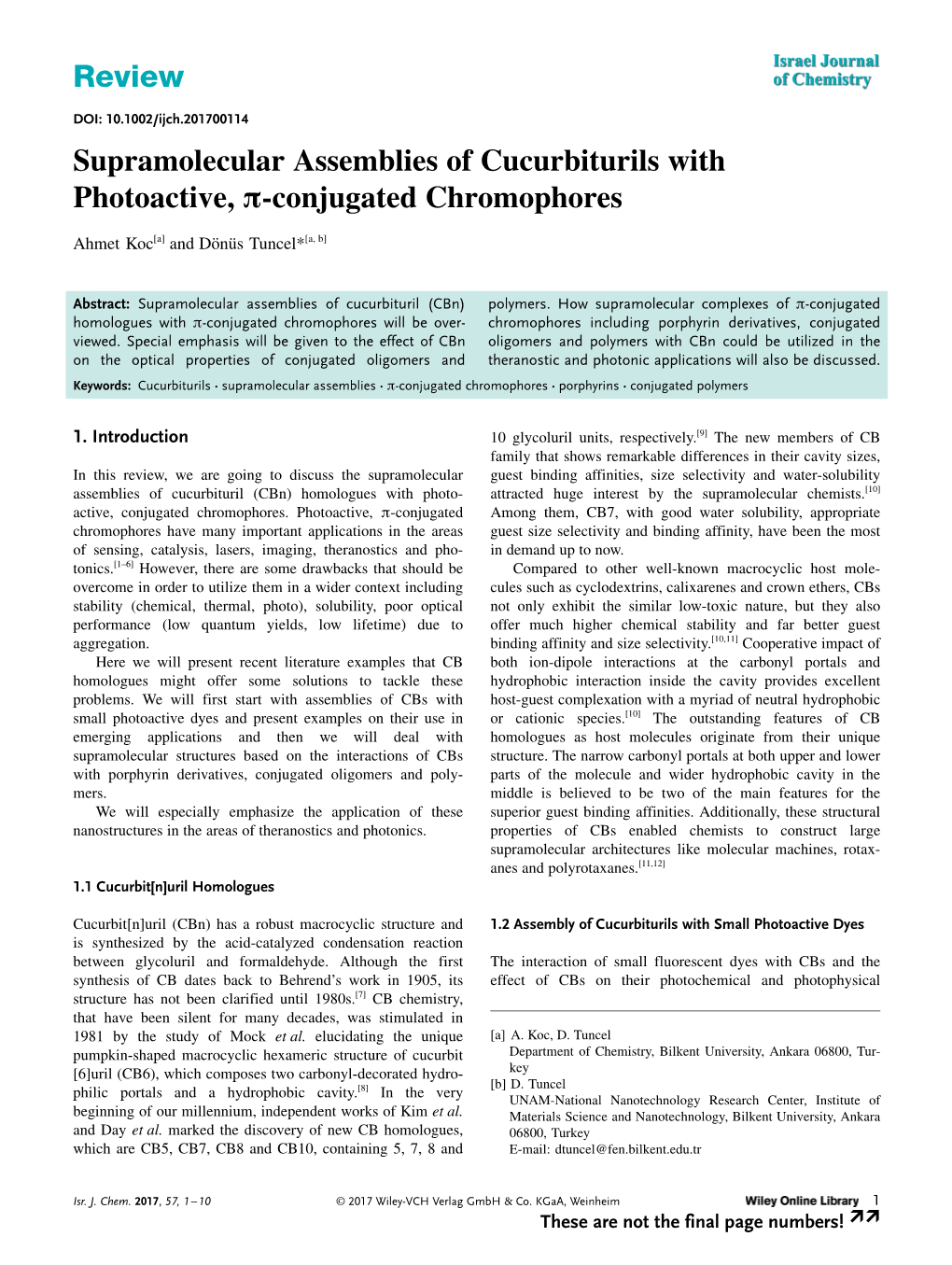 Supramolecular Assemblies of Cucurbiturils with Photoactive, Π