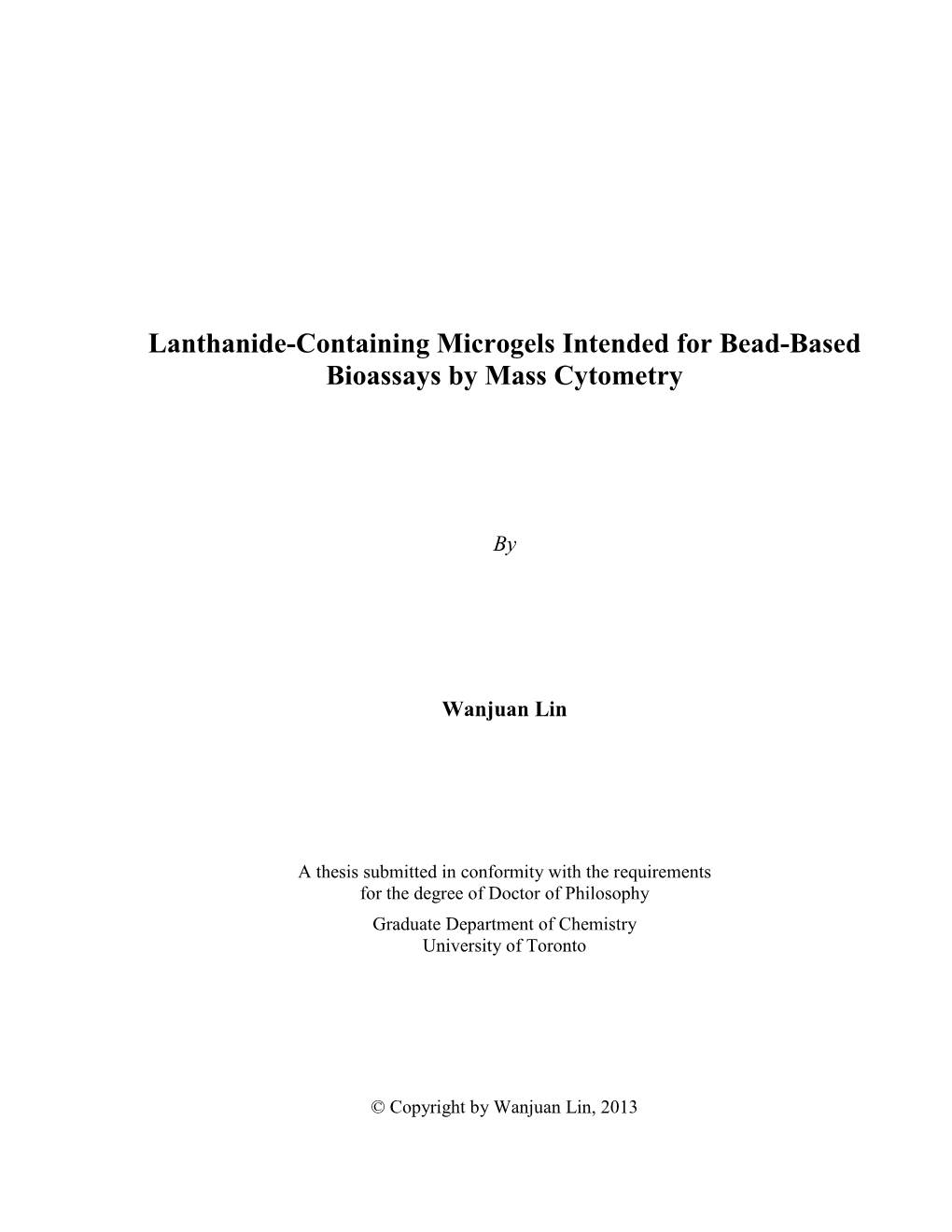 Lanthanide-Containing Microgels Intended for Bead-Based Bioassays by Mass Cytometry