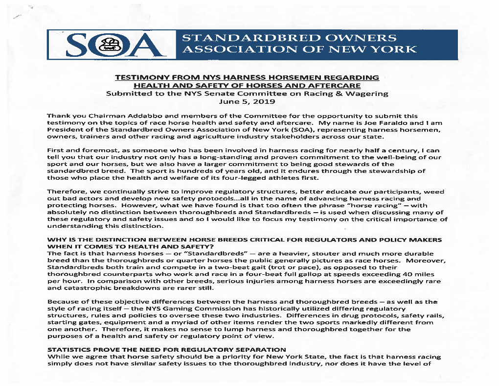 S®A Standardbred Owners Association of New York