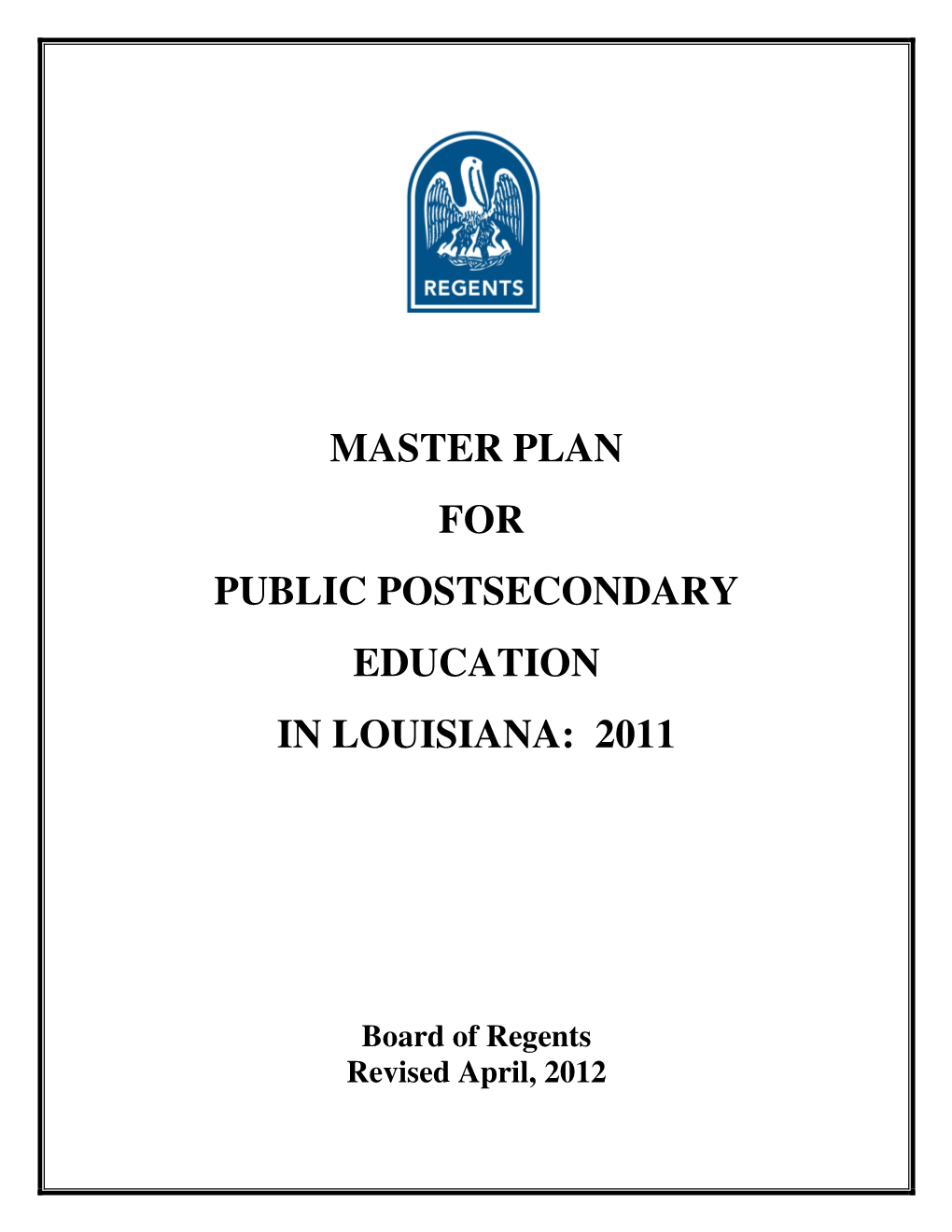 Master Plan for Public Postsecondary Education