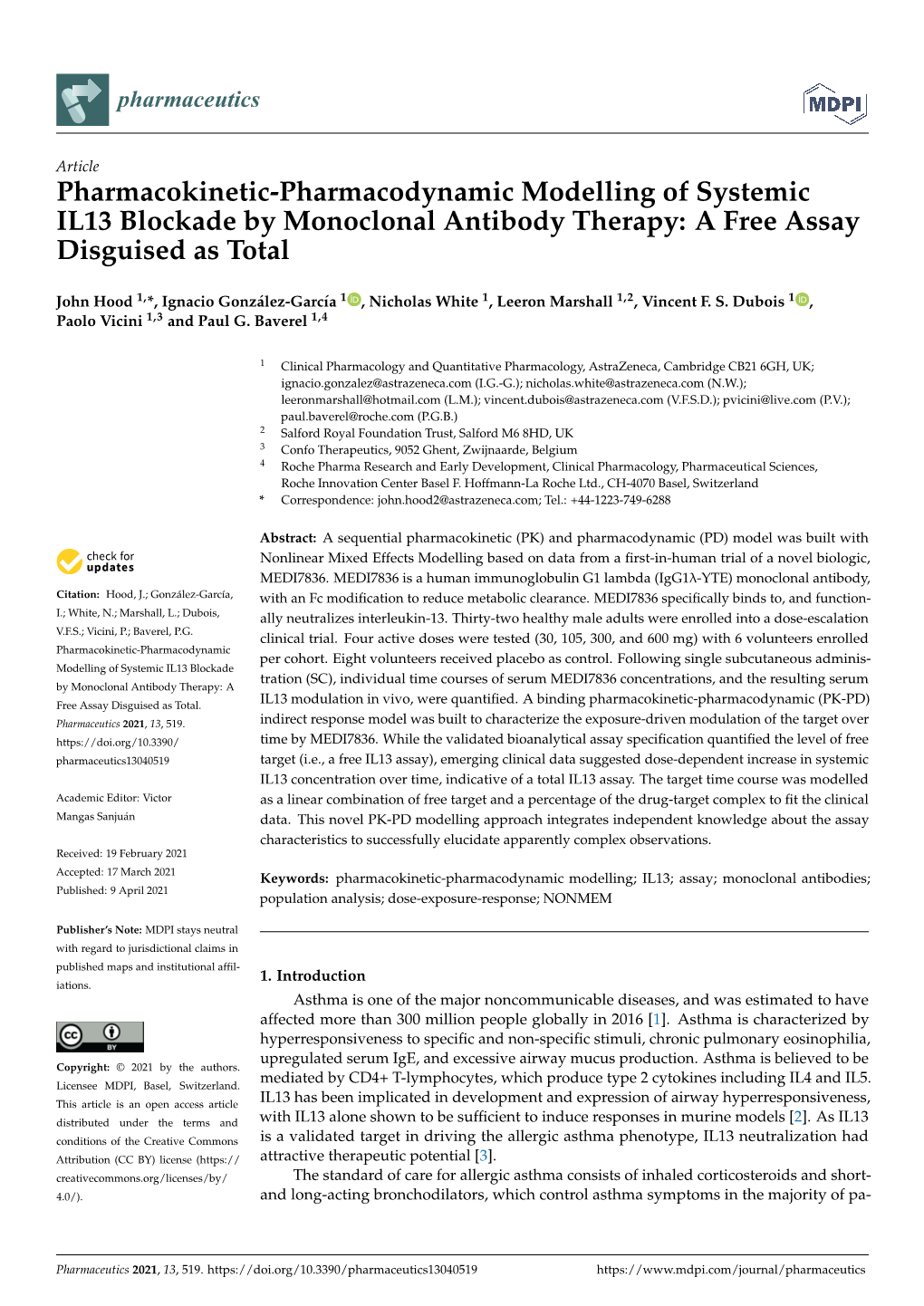 Pharmacokinetic-Pharmacodynamic Modelling of Systemic IL13 Blockade by Monoclonal Antibody Therapy: a Free Assay Disguised As Total